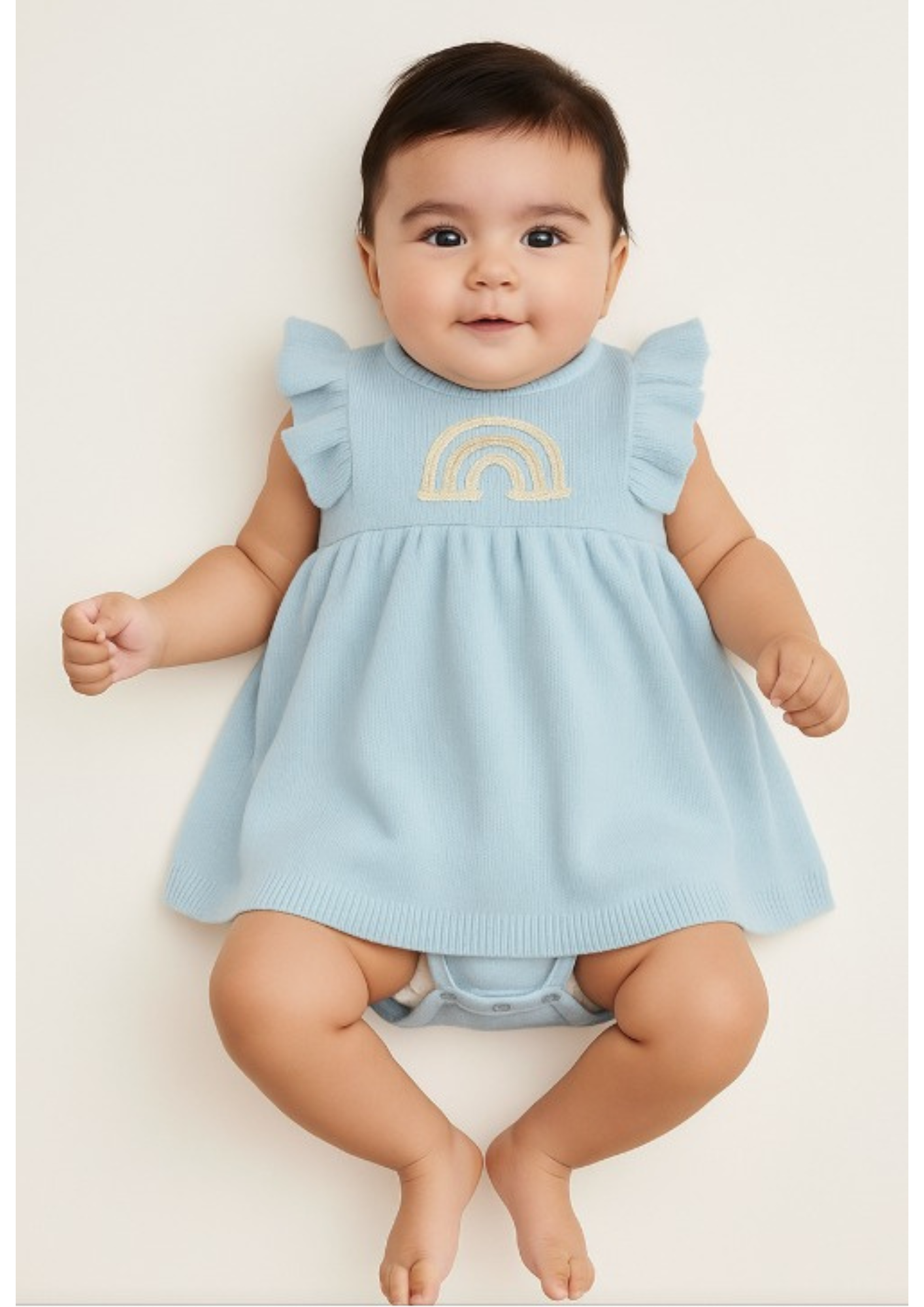 The "Macrame Rainbow" Bamboo Flutter-Sleeve Frock with Bodysuit