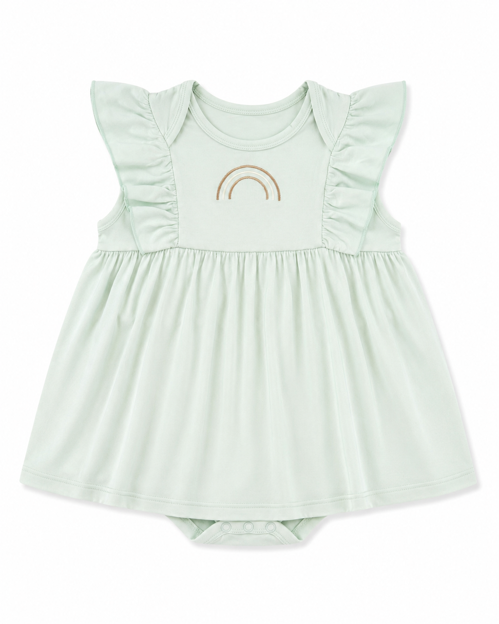 The "Macrame Rainbow" Bamboo Flutter-Sleeve Frock with Bodysuit