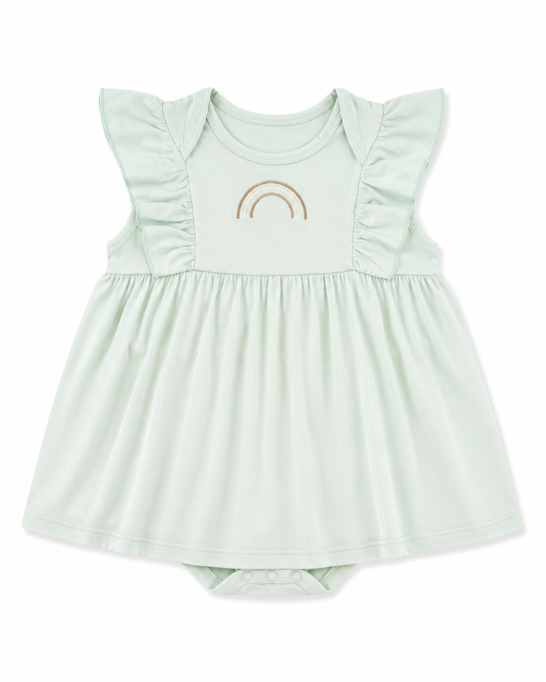 The "Macrame Rainbow" Bamboo Flutter-Sleeve Frock with Bodysuit