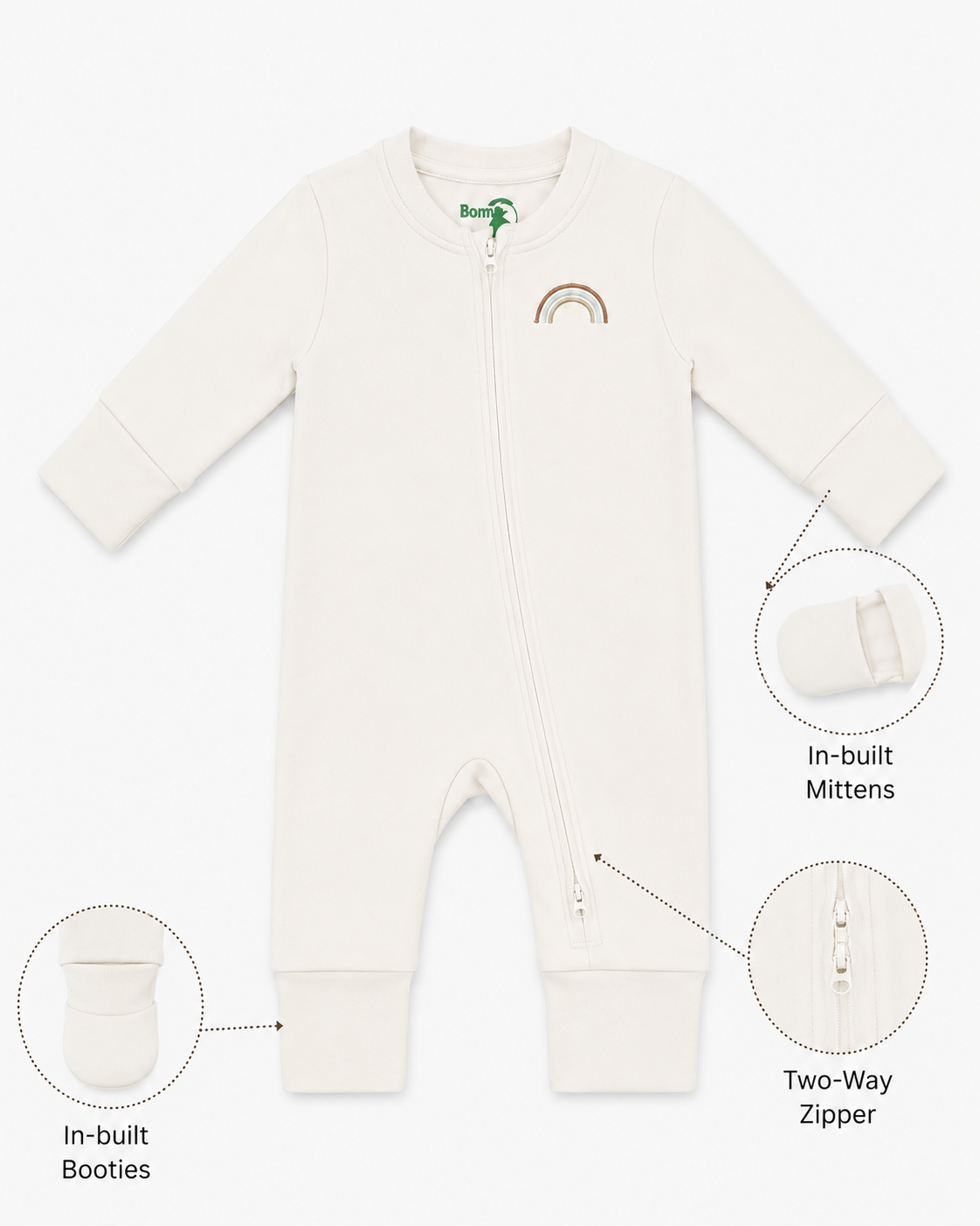 Convertible Sleepsuit with Reversible Mittens, Booties & Two-Way Zipper