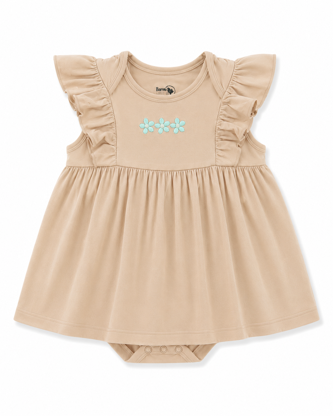The "Three Flowers" Bamboo Flutter-Sleeve Frock with Bodysuit